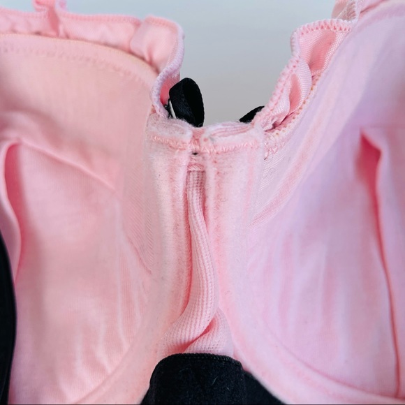 Pink Satin Black Lace Bra and Panties Set - Picture 9 of 16